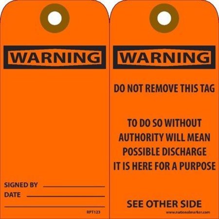 NMC Warning Signed By & Date Tag, Pk25 RPT123G